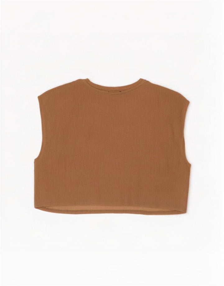 Zara Chemisier court sans manches surdimensionné pour femme UK 10 Petit Beige