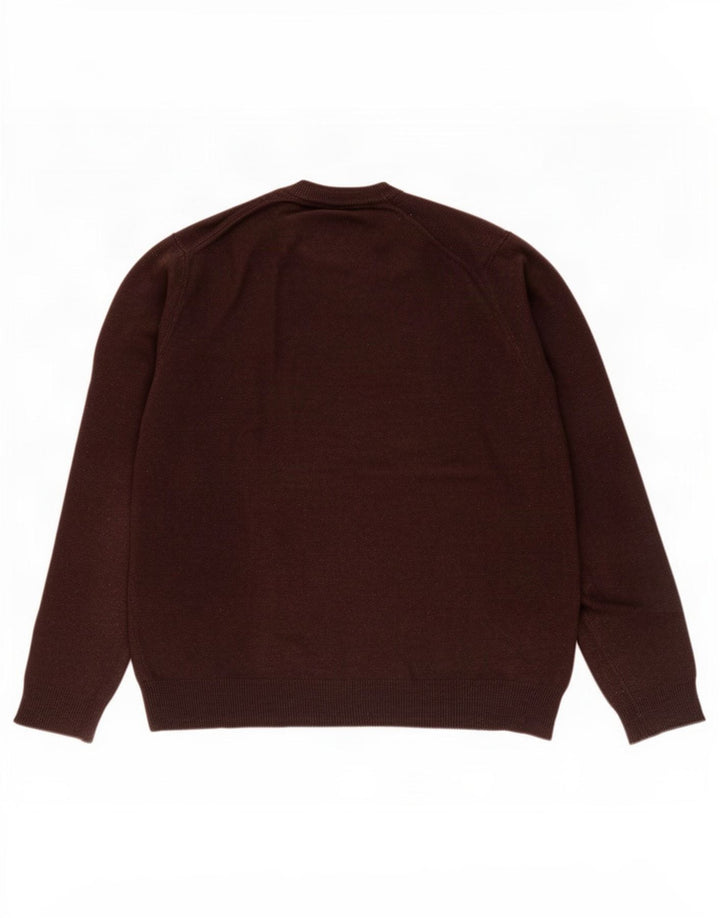 Calvin Klein Pull à col rond pour homme en laine marron moyen