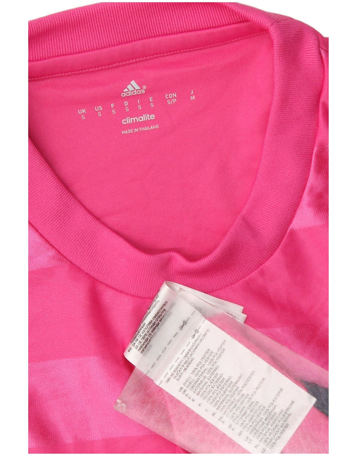 Adidas Hommes Climalite T-Shirt Haut Petit Rose Rayé Polyester