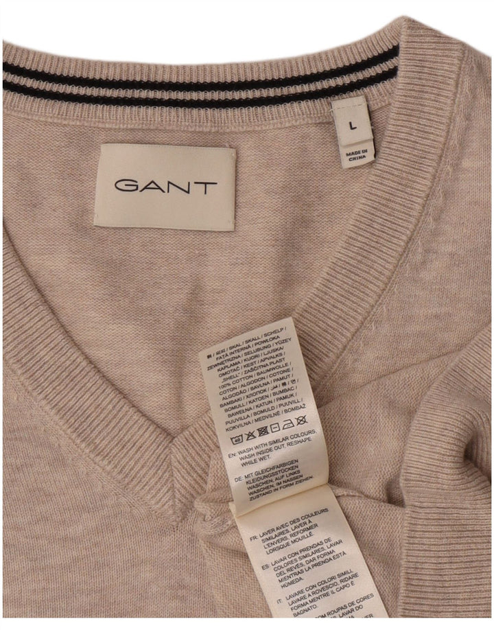 Gant Femme Col V Pull Pull Large Gris Coton