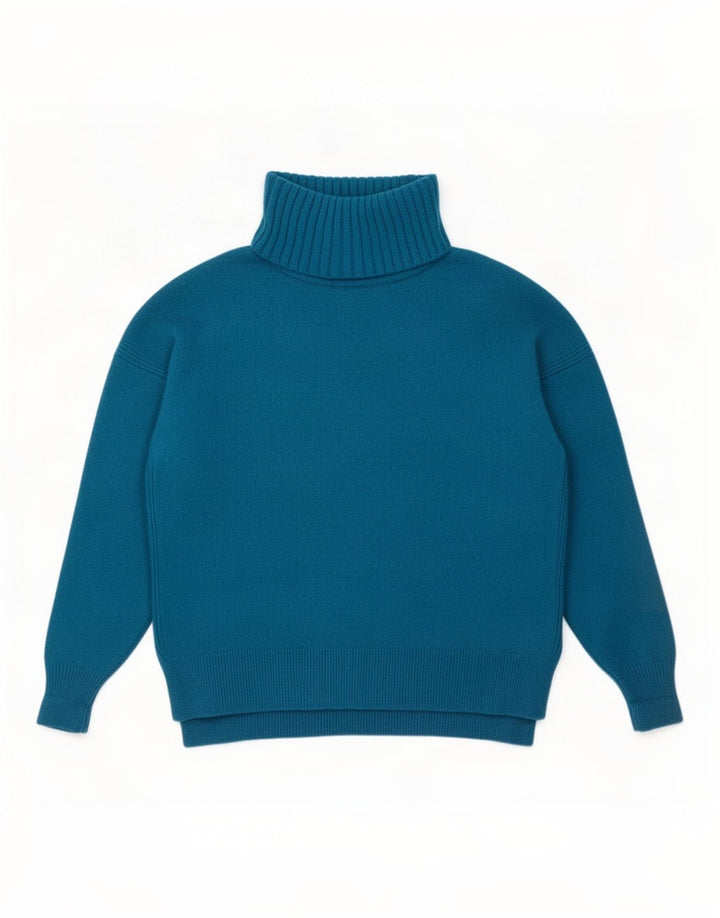 L.K. Bennett Pull col roulé pour femme UK 14 Bleu moyen Laine