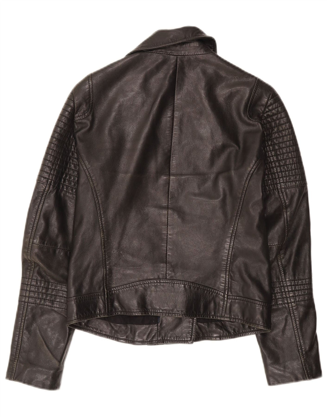 WHISTLES Veste de motard en cuir pour femme UK 8 Petit cuir noir