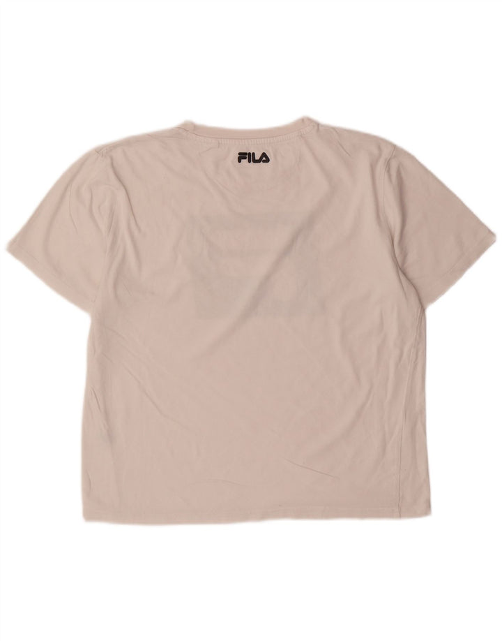 FILA Womens Graphic T-Shirt Top UK 14 Medium White