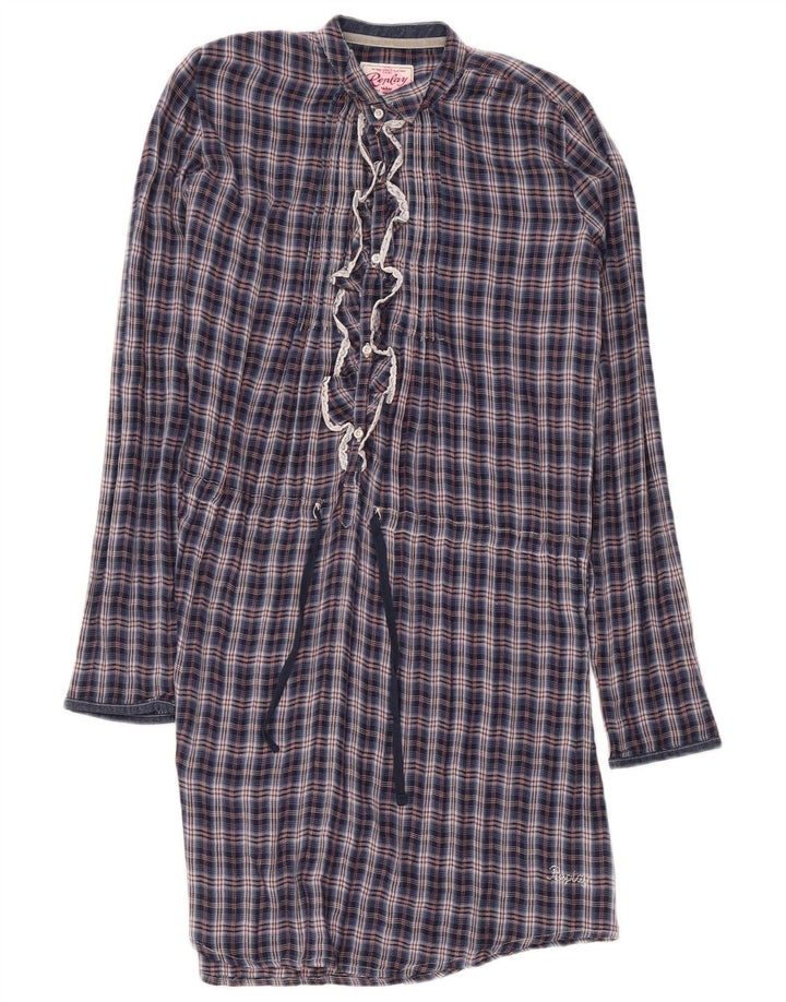Replay Robe droite pull à volants sur le devant pour fille 13-14 ans Bleu marine à carreaux