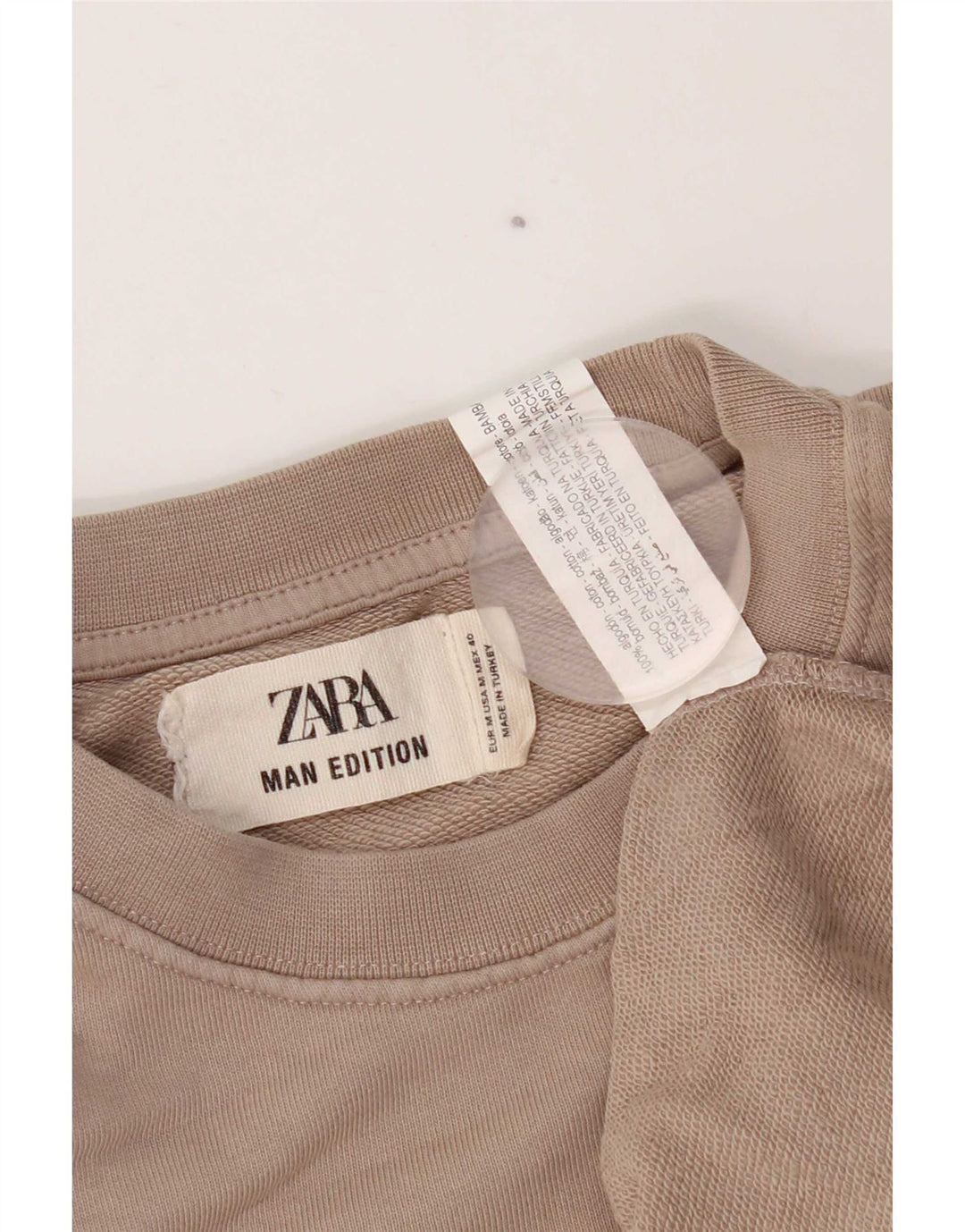 Zara Homme Sweatshirt Jumper Coton Beige Moyen