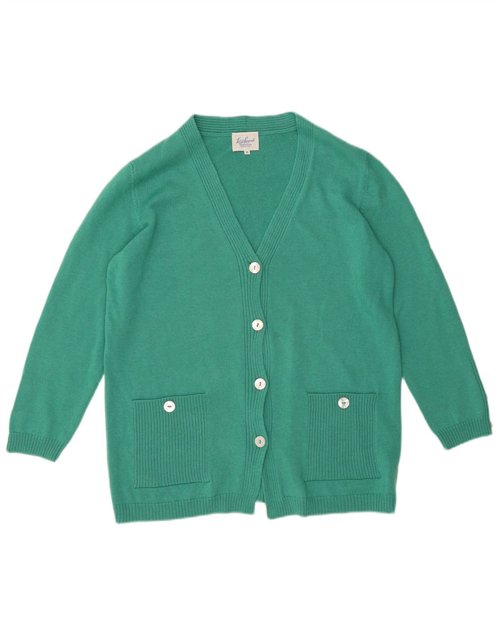 LUISA SPAGNOLI Pull Cardigan Femme UK 14 Laine Vert Moyen