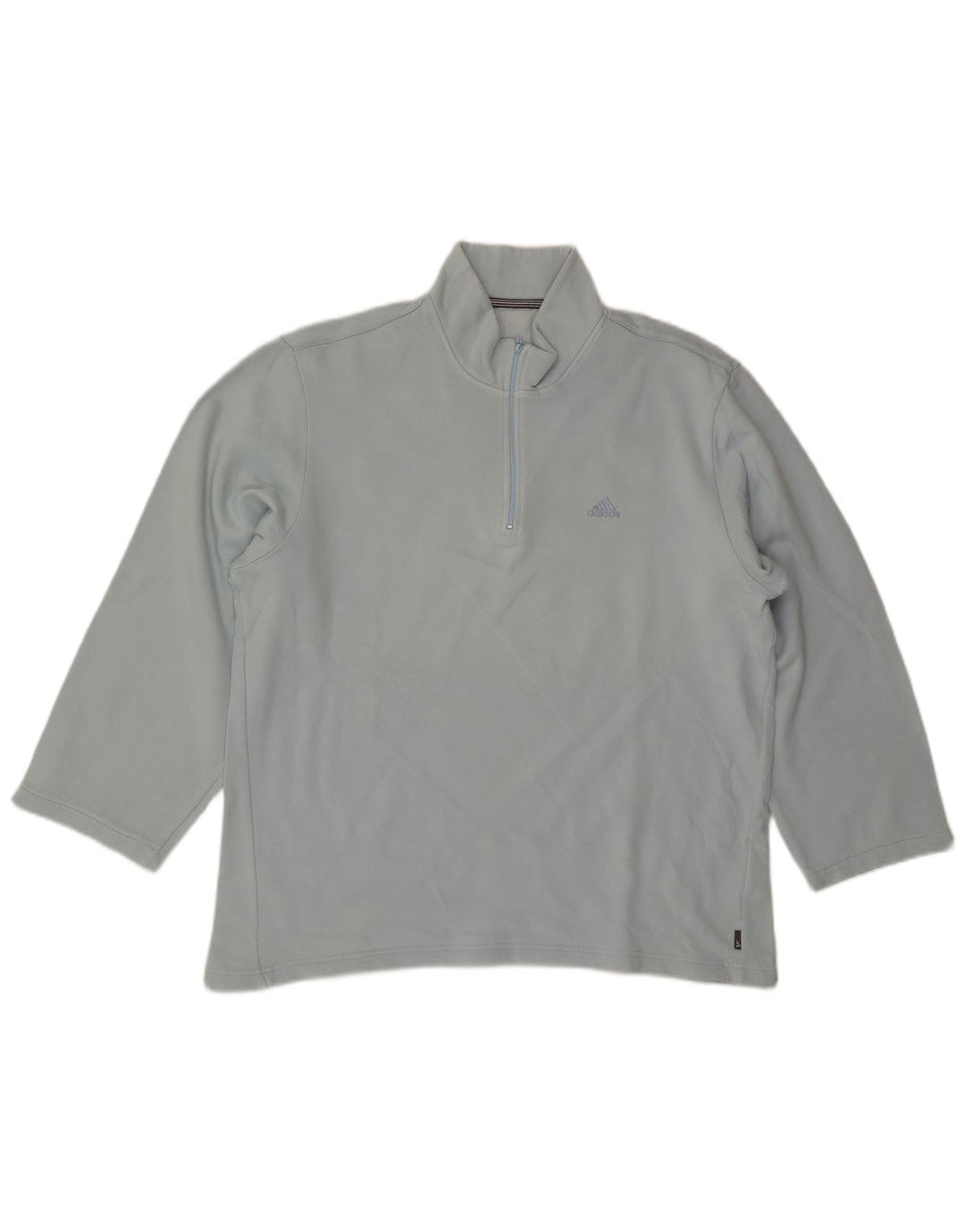Adidas Haut à col zippé et manches longues pour homme en coton bleu moyen