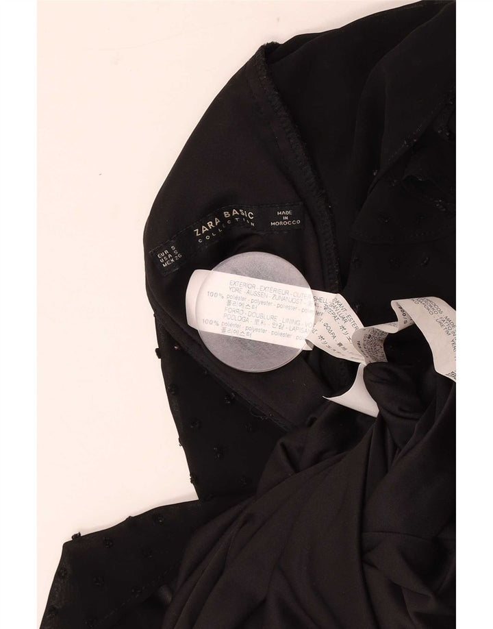 Zara Robe basique pour femme UK 10 Petit polyester à pois noir