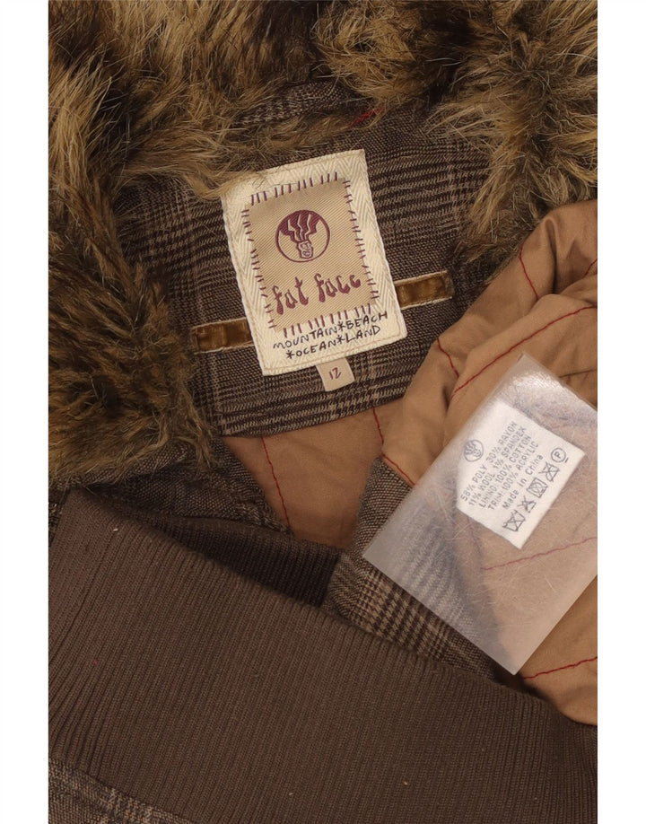 Fat Face Gilet Femme UK 12 Marron Moyen Pied-de-Poule Polyester