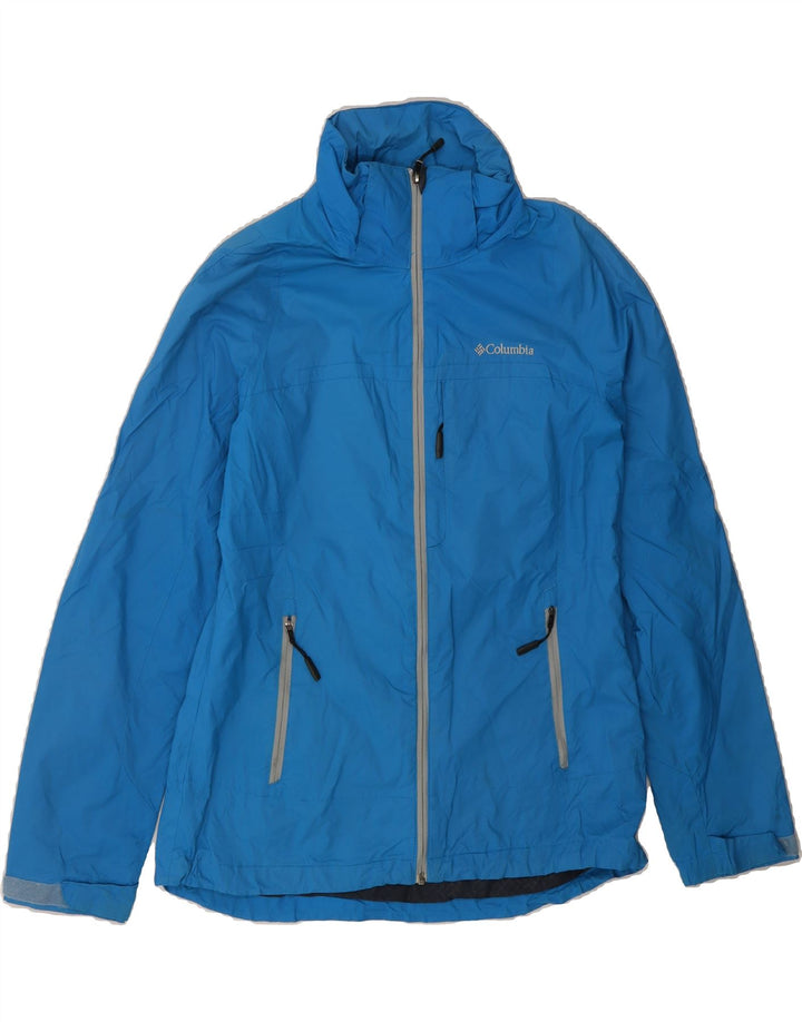 COLUMBIA Mens Interchange Rain Jacket UK 38 Medium Blue Colourblock Nylon Vintage Columbia and Second-Hand Columbia from Messina Hembry 