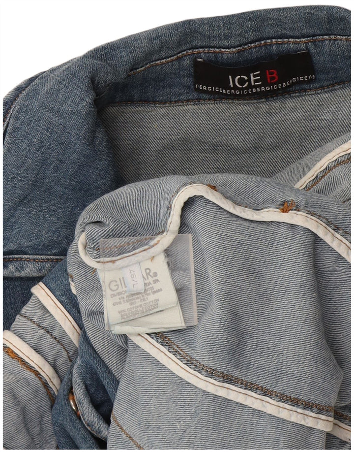 Iceberg Veste en jean courte à manches 3/4 pour femme IT 46 Large Bleu Coton