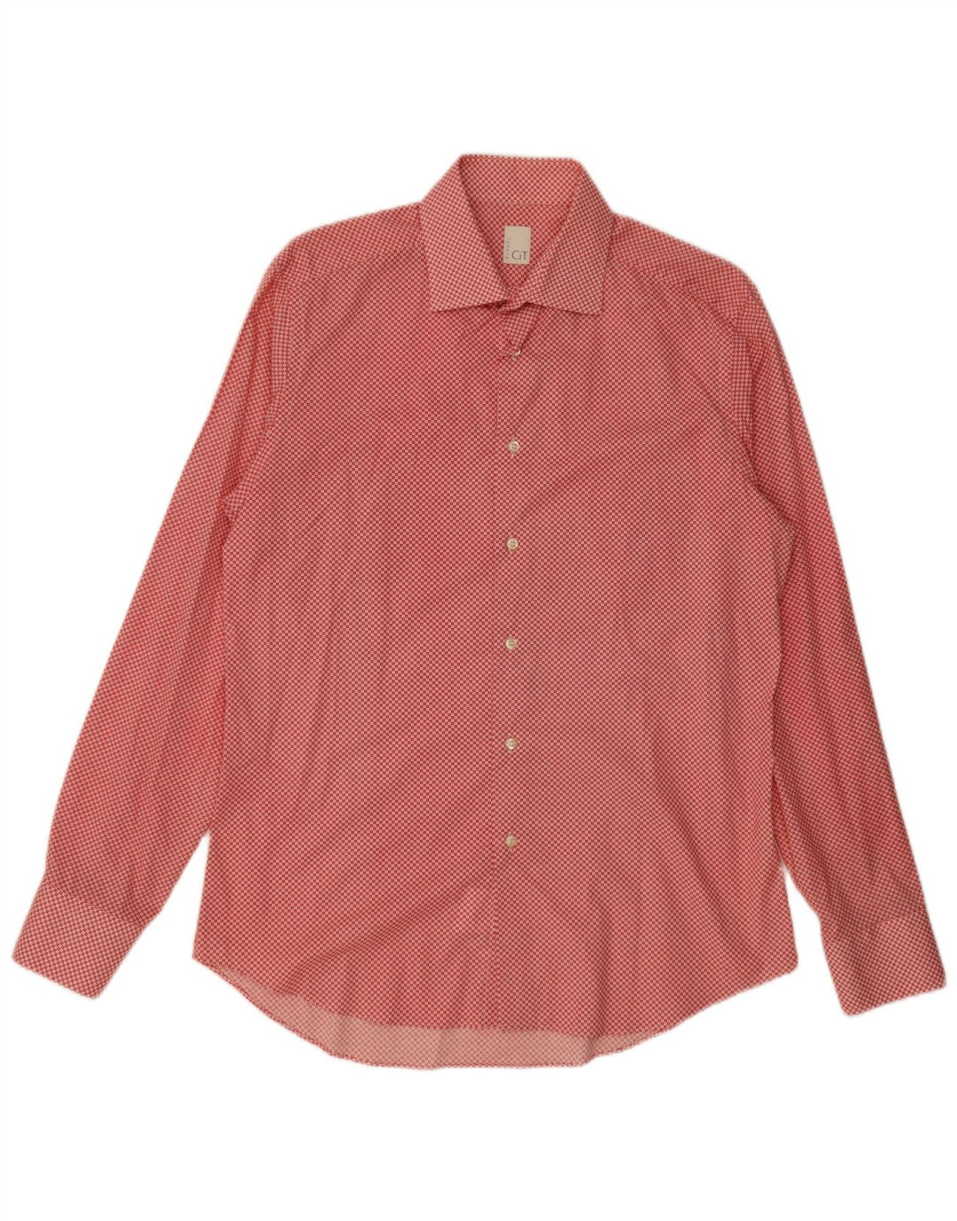 vintage Chemise Homme Taille 40 15 3/4 Coton Géométrique Rouge Moyen