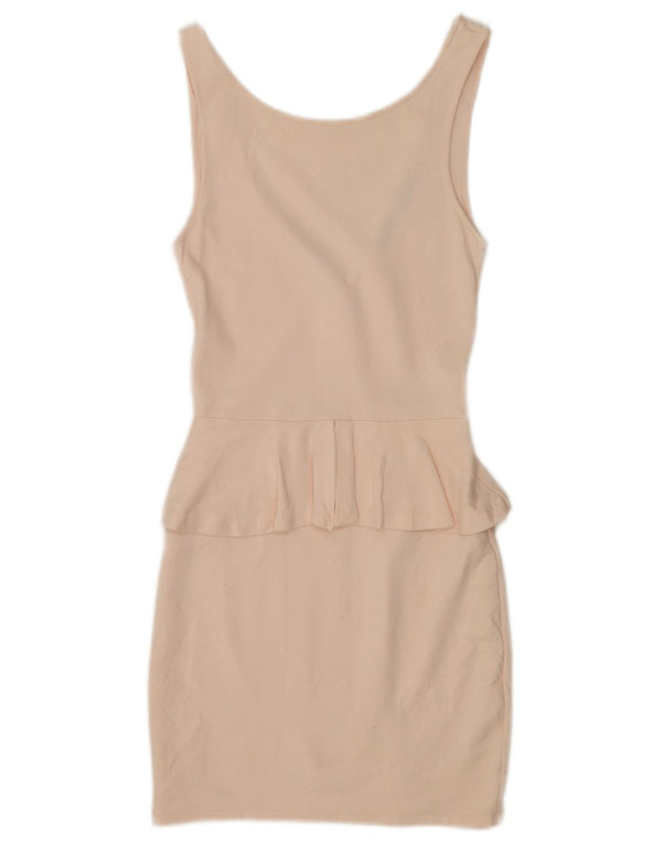 Zara Womens Trafaluc Robe Peplum sans manches UK 8 Small Rose