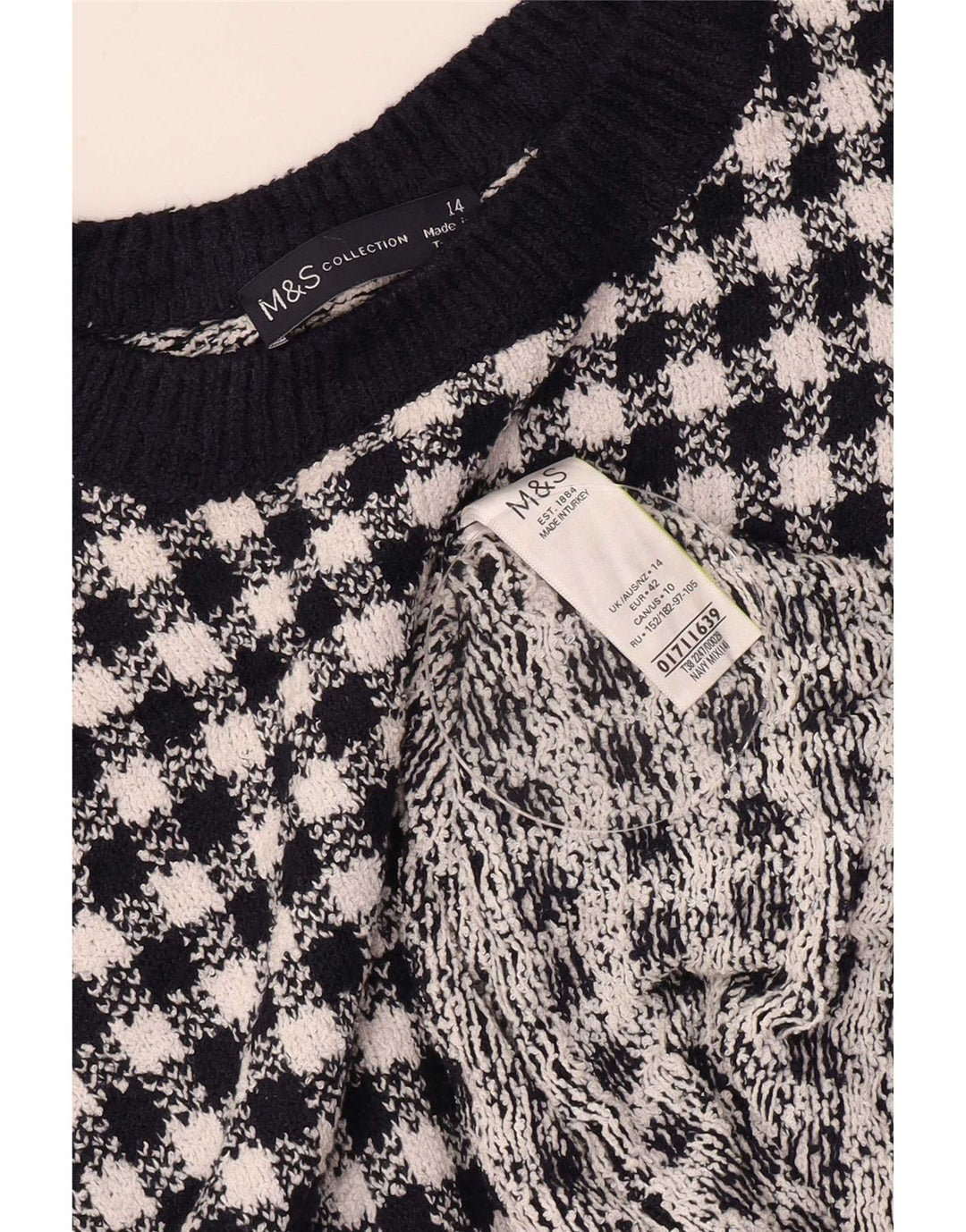 Marks & Spencer Chemisier pour femme UK 14 Large pied-de-poule bleu marine