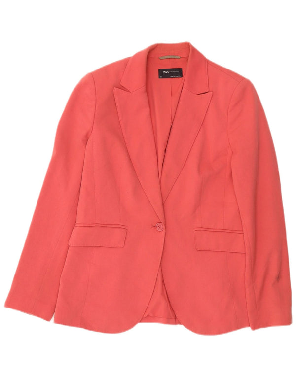 Marks & Spencer Veste blazer à 1 bouton pour femme UK 12 Rose moyen Polyester