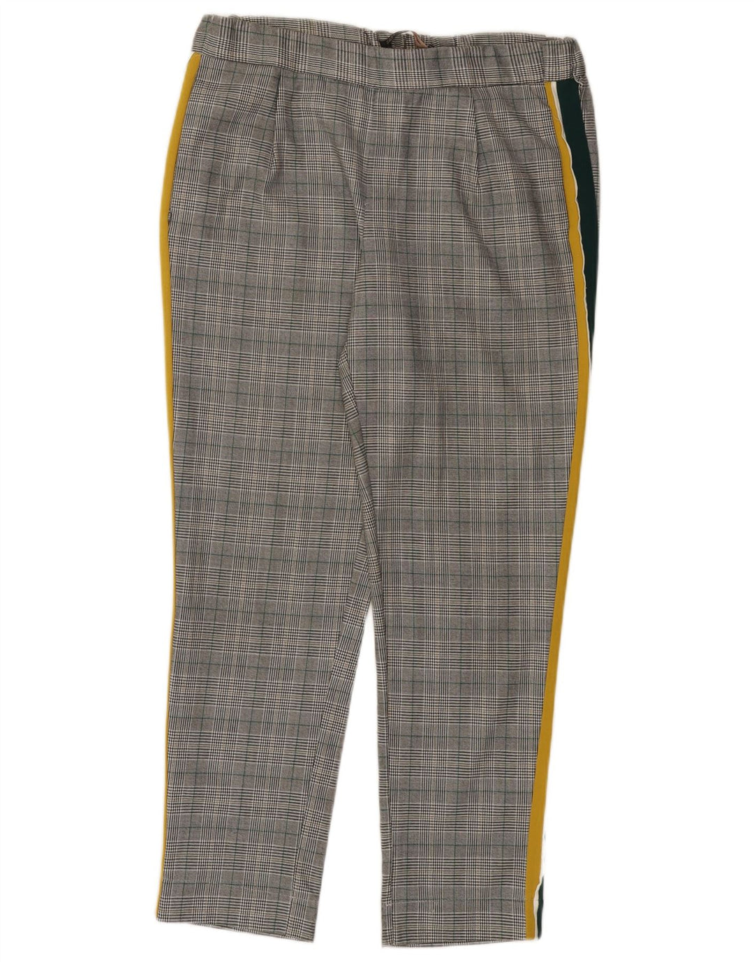 Pantalon décontracté droit femme ZARA moyen W28 L27 gris à carreaux en polyester