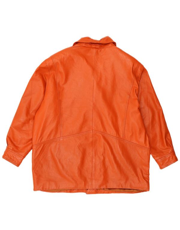 VINTAGE Veste en cuir surdimensionnée pour femme IT 44 Orange moyen