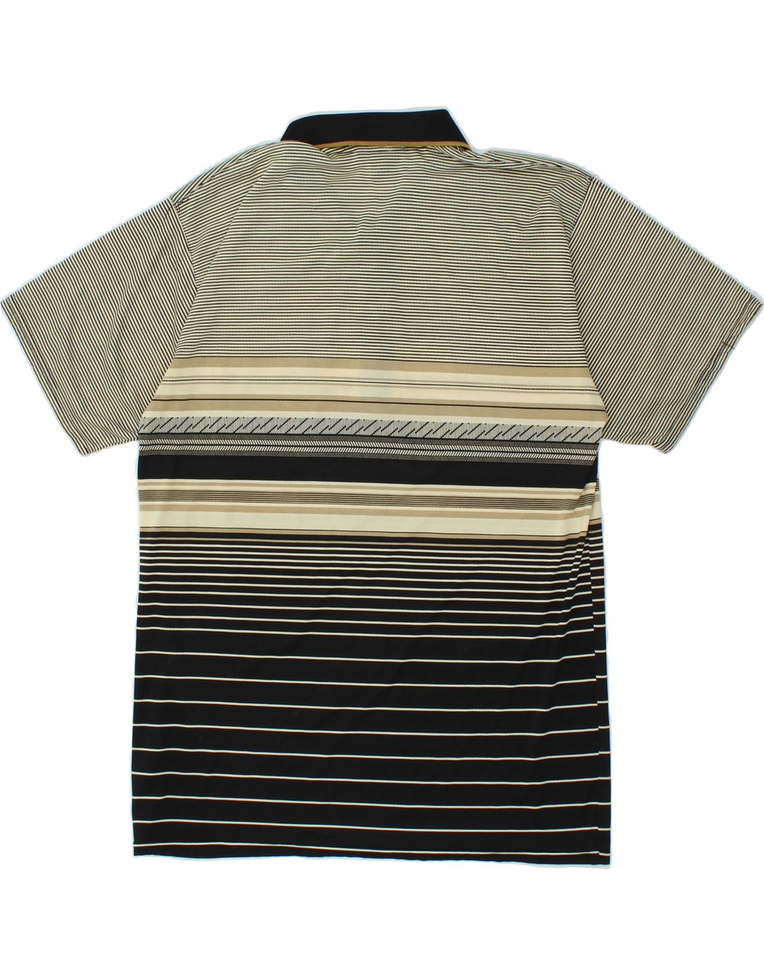 VINTAGE Polo Homme Gris Moyen Rayé Polyester
