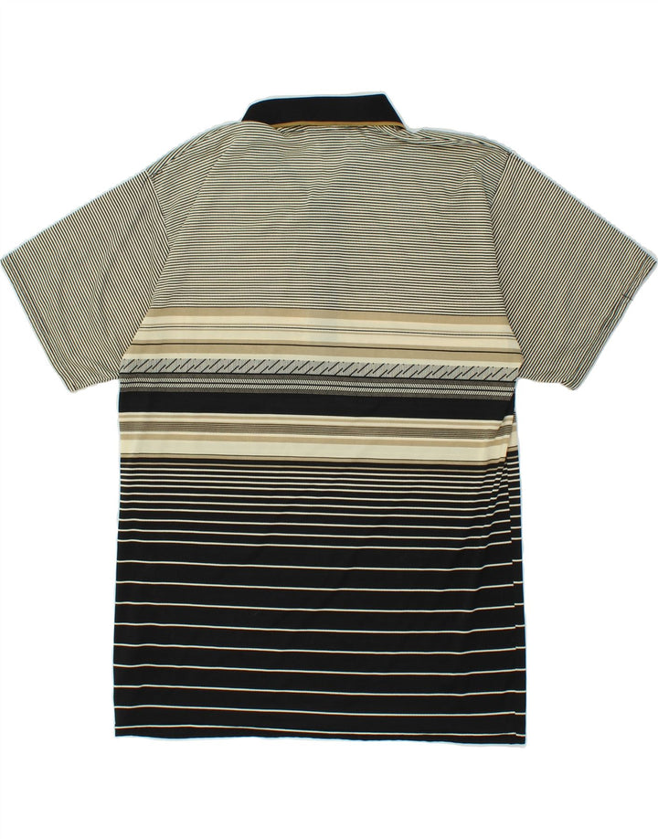 VINTAGE Polo Homme Gris Moyen Rayé Polyester