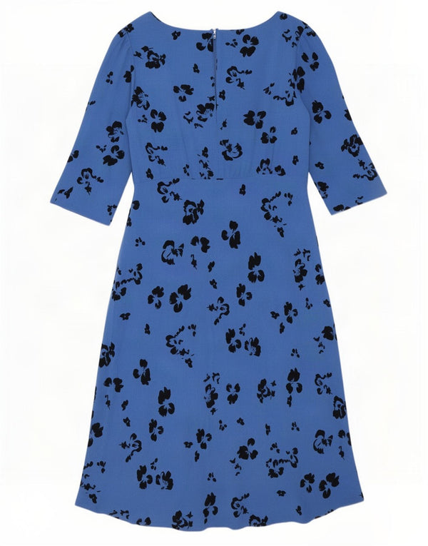 Marks & Spencer Robe Empire à manches 1/2 pour femme UK 14 Bleu moyen Floral