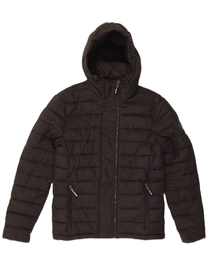 Superdry Veste matelassée à capuche pour hommes UK 36 Small Gris Polyester