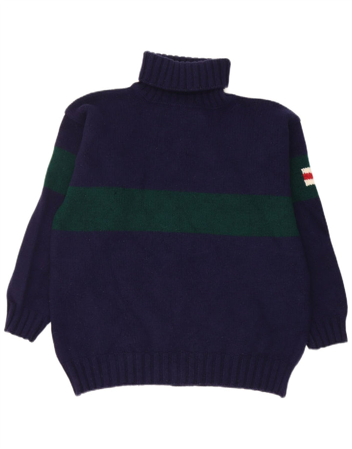 Hackett Pull Col Roulé Femme UK 18 XL Bleu Marine Colorblock Laine