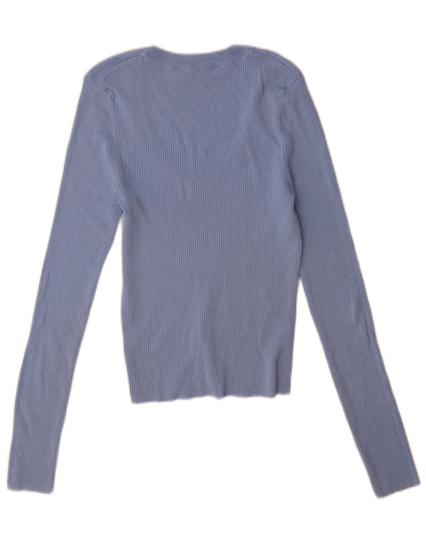 Zara Femme Top Manches Longues UK 12 Bleu Moyen