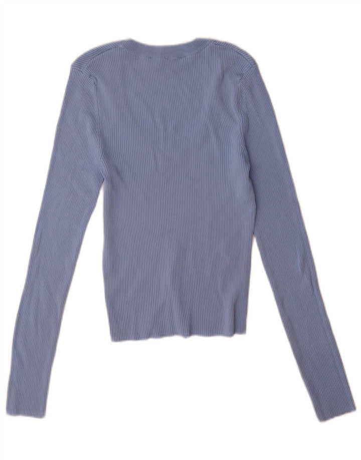 Zara Femme Top Manches Longues UK 12 Bleu Moyen