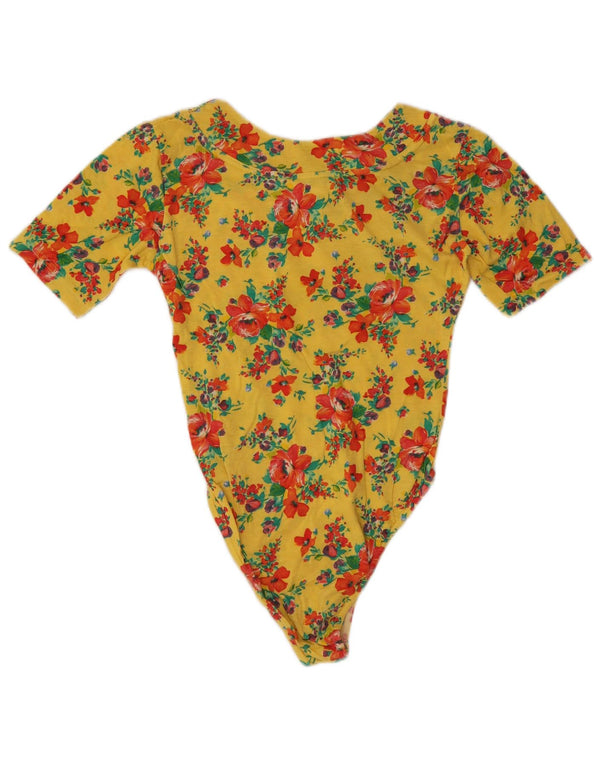 Body vintage filles 14-15 ans coton fleuri jaune
