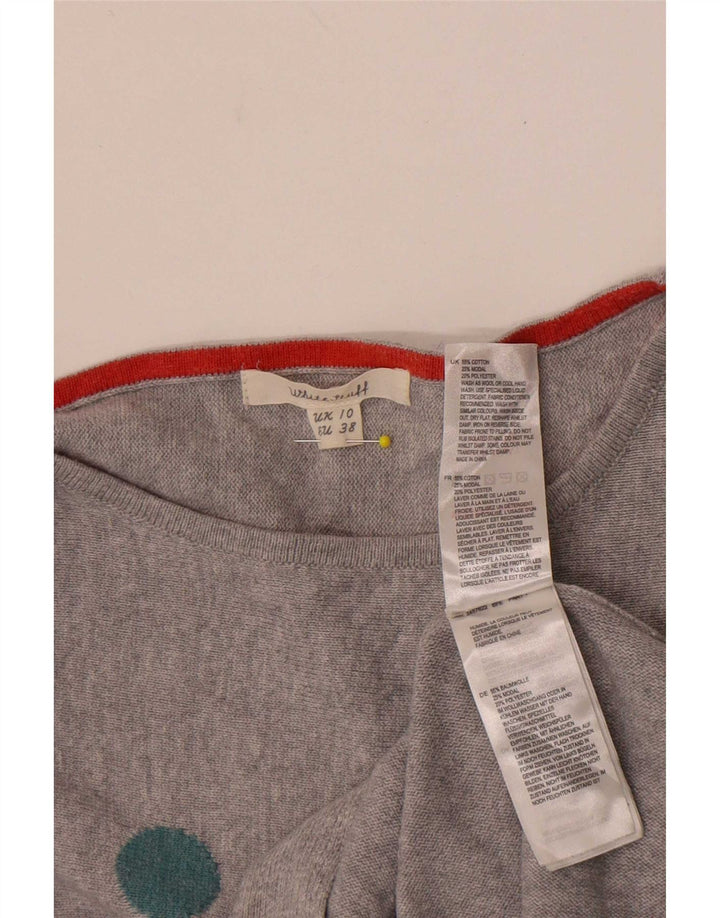 White Stuff Pull col bateau pour femme UK 10 Petit pois gris