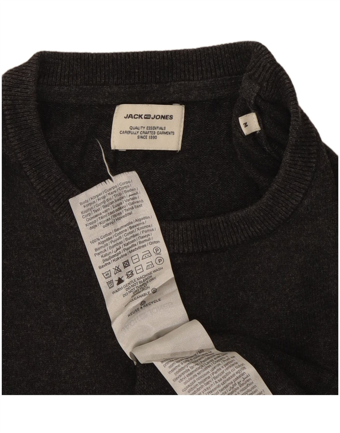 Jack & Jones Pull Col Rond Homme Gris Moyen Coton