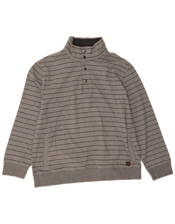 Marks & Spencer Pull col boutonné pour homme XL en coton rayé gris