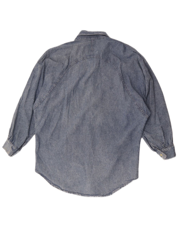 Vintage Womens Oversized Denim Shirt UK 14 Medium Blue Cotton