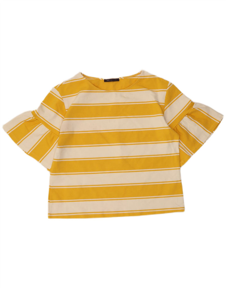 Marks & Spencer Haut court pour femme UK 14 Grand coton rayé jaune
