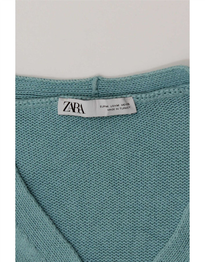 Zara Cardigan court pour femme UK 12 Turquoise moyen