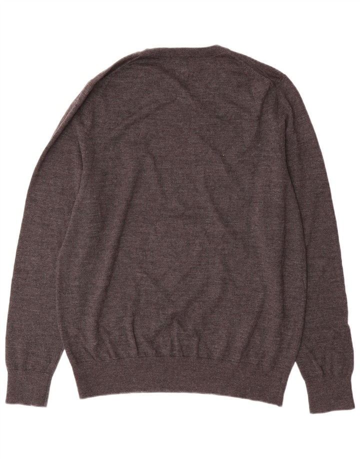John Lewis Pull à col rond pour homme en laine mérinos grise