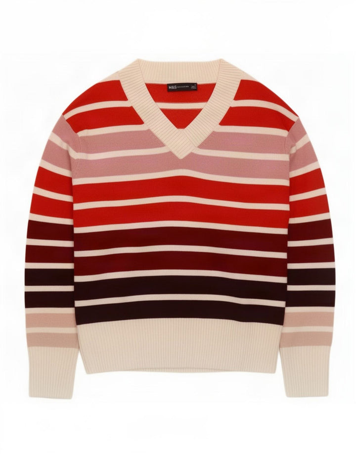 Marks & Spencer Pull col V pour femme UK 8 Small Multicolore