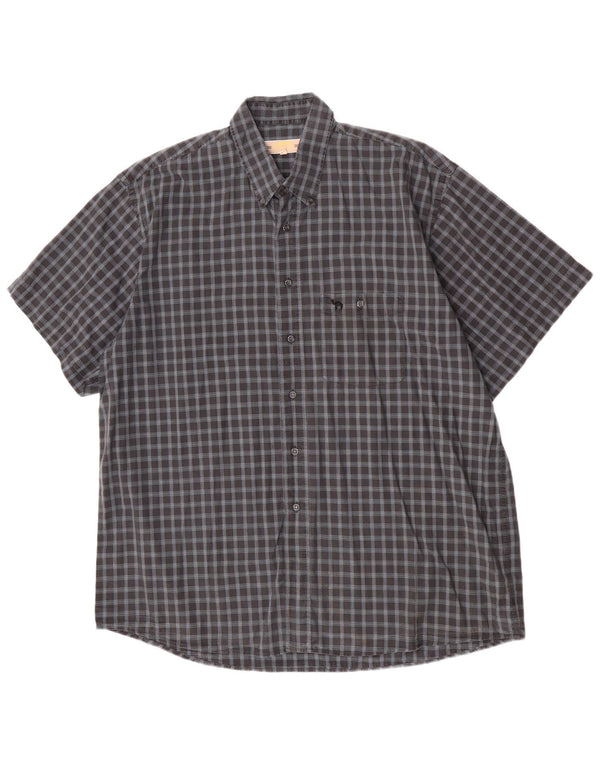Camel Active Chemise à Manches Courtes Homme XL Gris Carreaux Coton