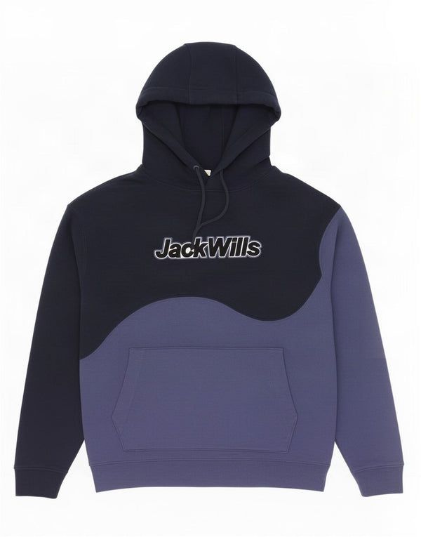 Jack Wills Pull à capuche surdimensionné graphique pour homme, petit, bleu marine, color block
