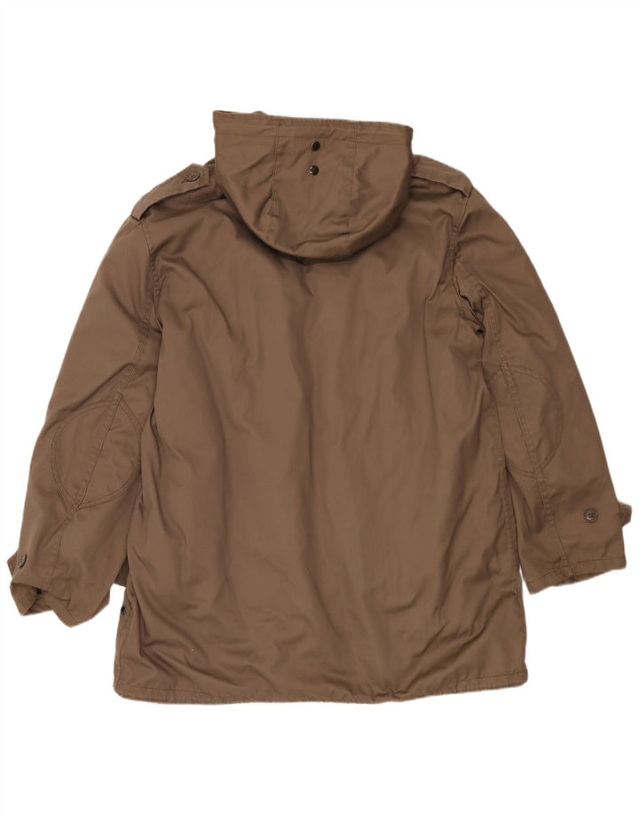 vintage Homme Manteau à capuche UK 42 XL Marron Polyester