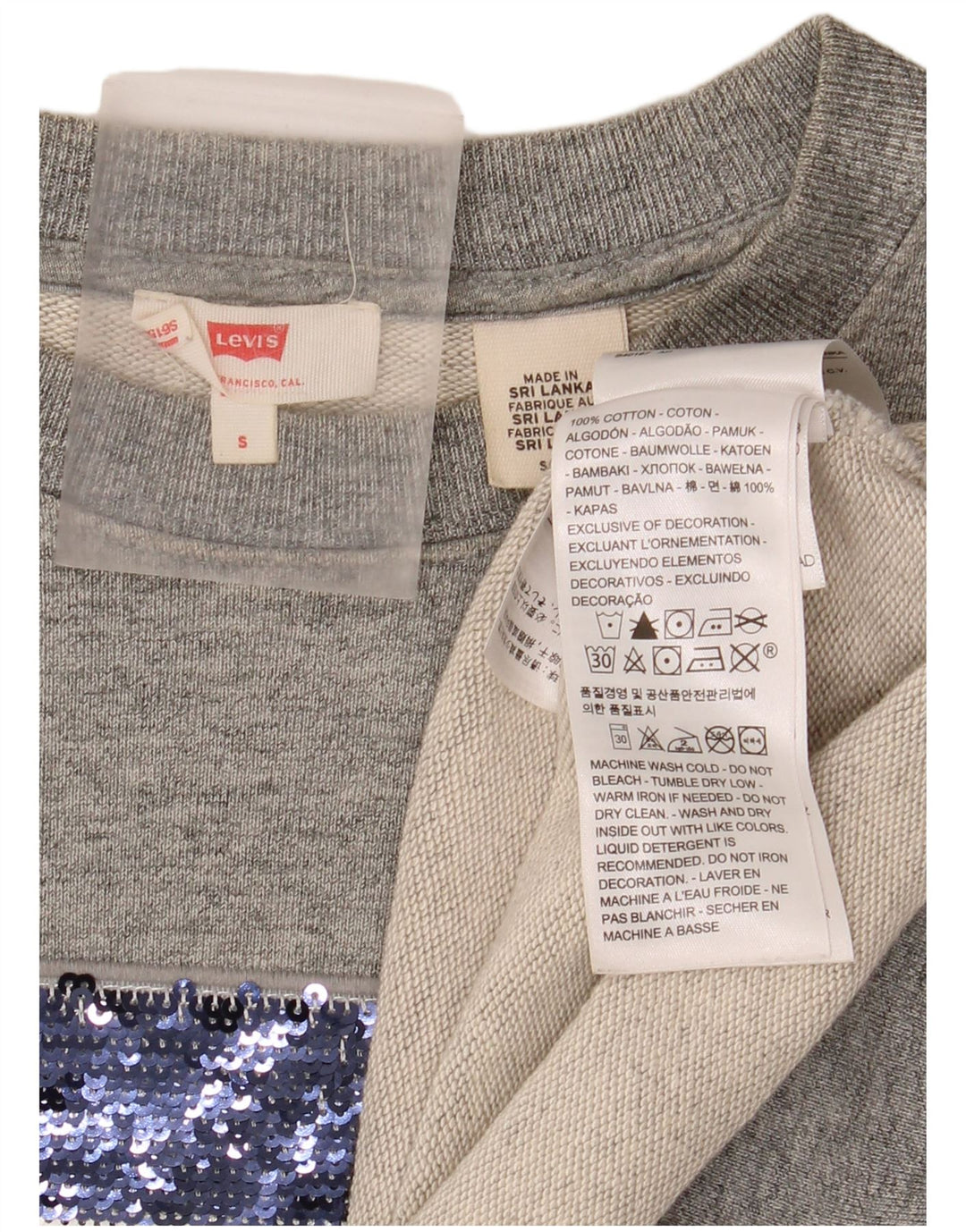 Levi's Sweat-shirt surdimensionné graphique pour femme UK 10 Small Gris Coton