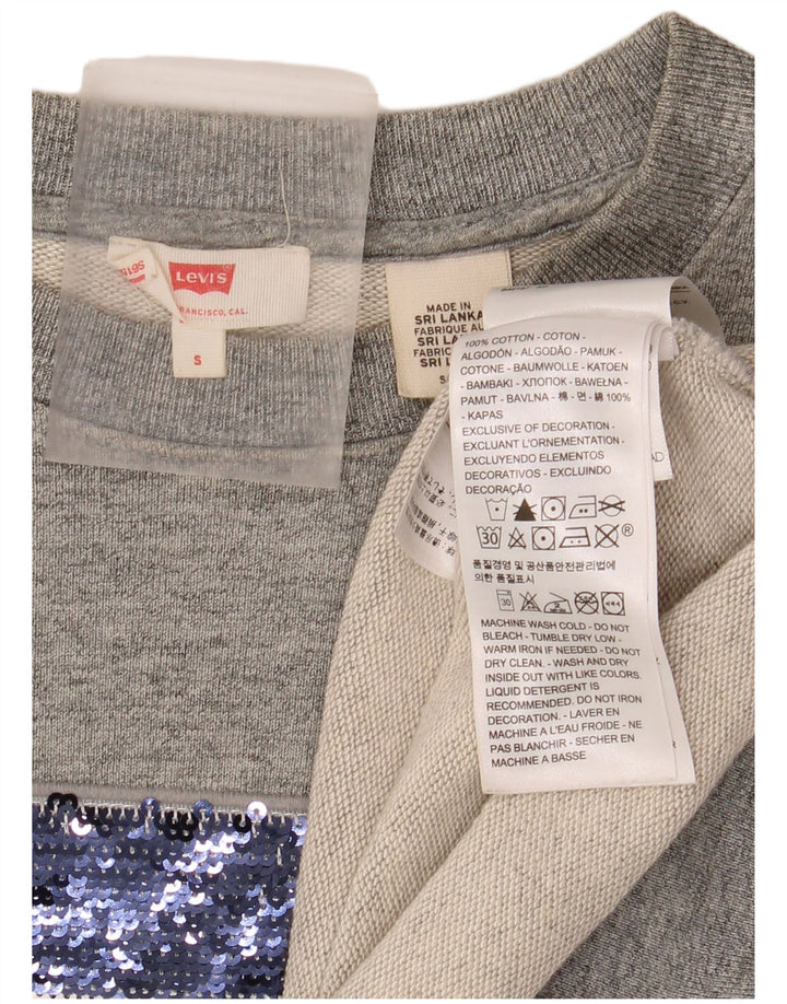 Levi's Sweat-shirt surdimensionné graphique pour femme UK 10 Small Gris Coton