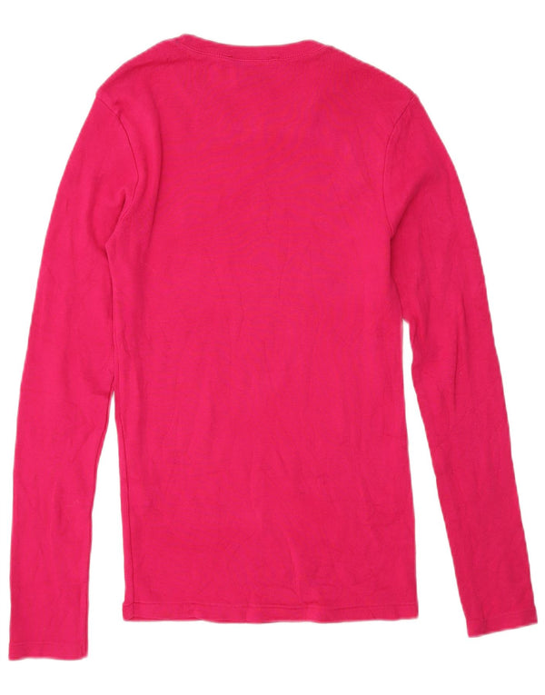 Ralph Lauren Haut à manches longues pour femme UK 8 Petit coton rose