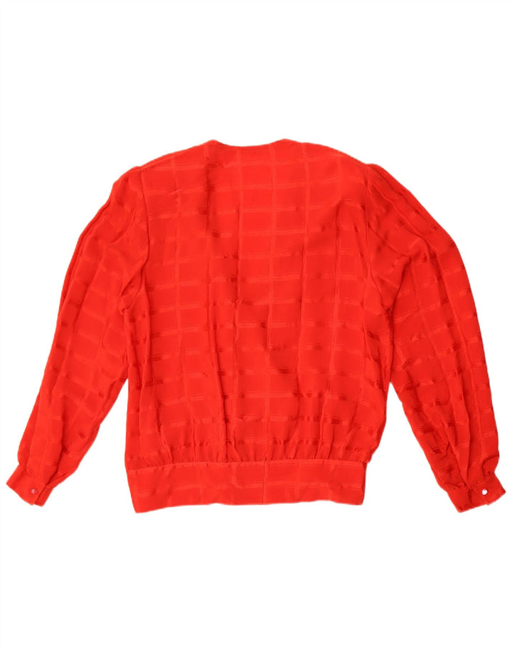 vintage Femme Manches Longues Blouse Top UK 14 Moyen Rouge Check