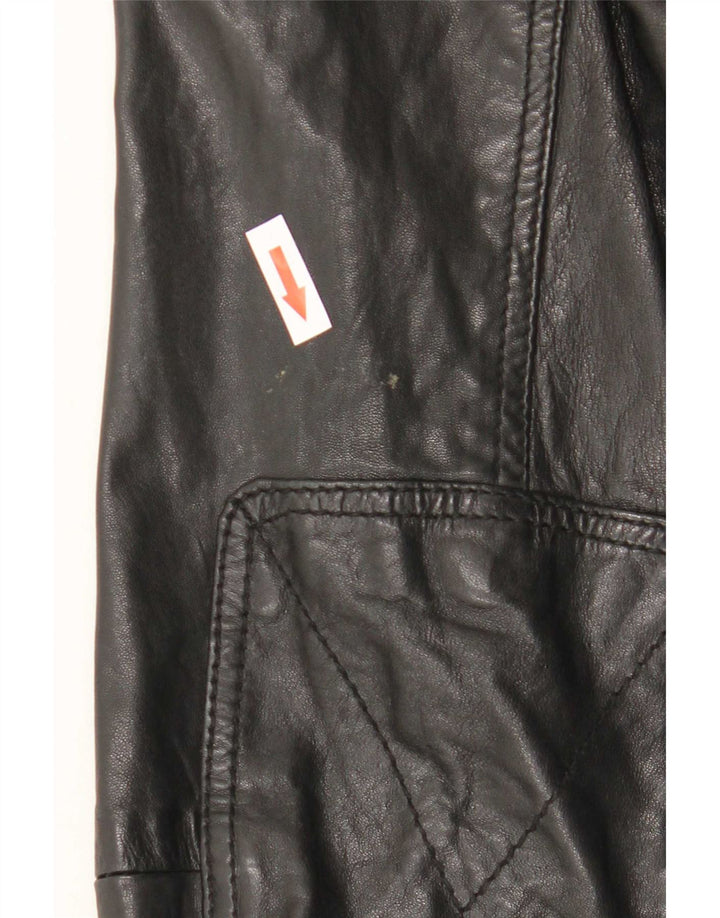 Massimo Dutti Veste en cuir pour homme UK 42 XL Peau de mouton noire