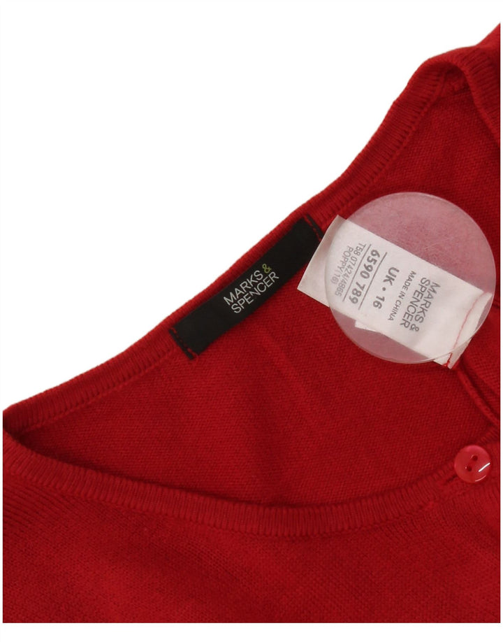 Marks & Spencer Pull Cardigan Femme UK 16 Grand Acrylique Rouge