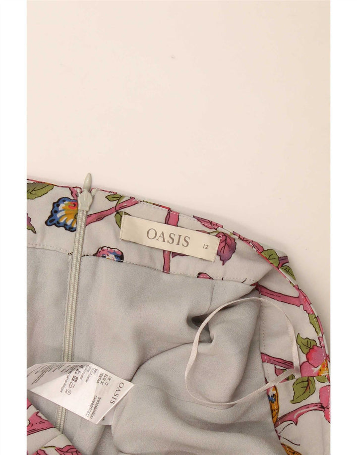 Oasis Mini jupe portefeuille pour femme UK 12 Medium W32 Floral multicolore
