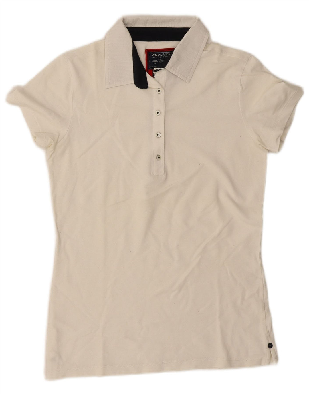 Woolrich Polo Femme UK 14 Large Blanc Cassé