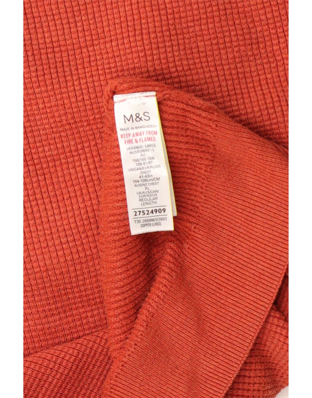 Marks & Spencer Pull à col rond pour homme en polyester orange Taille L