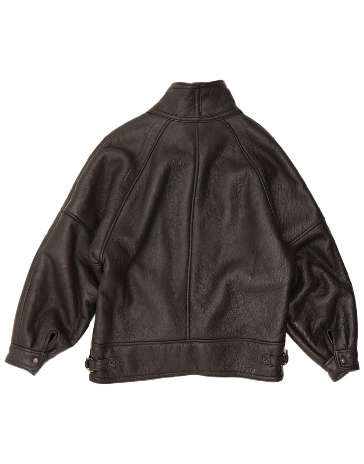 veste en peau de mouton homme vintage IT 54 2XL peau de mouton noire